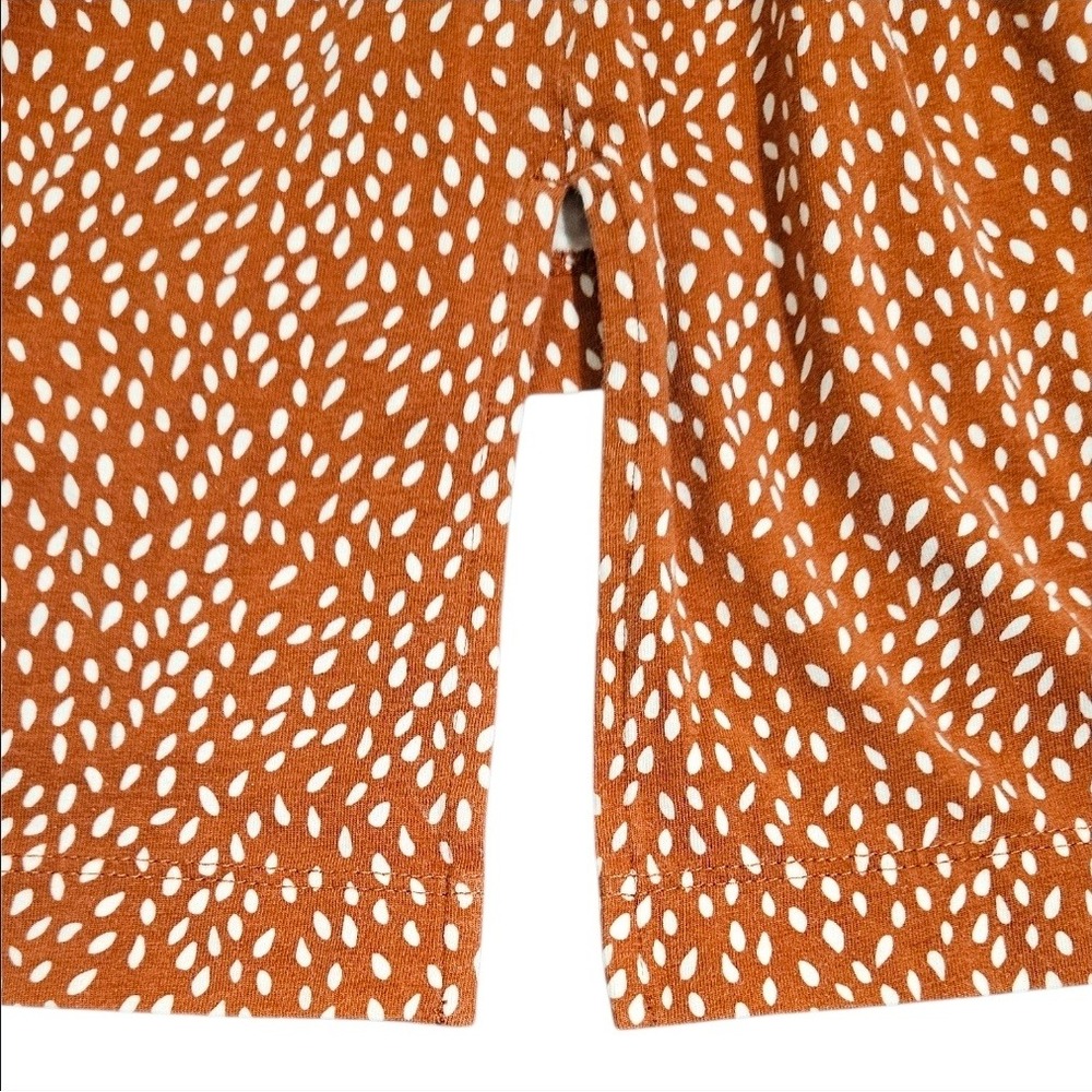 Duluth Trading Co Womens XL Burnt Orange Seed Print Pima Cotton Boat Neck Top - Picture 3 of 8